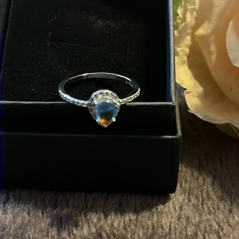 New gorgeous sterling silver water drop moonstone ring size 7 - Picture 10 of 15